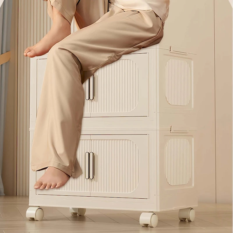 Armoire de rangement pliable – Blanc crème, multi-couches, pour une seule personne