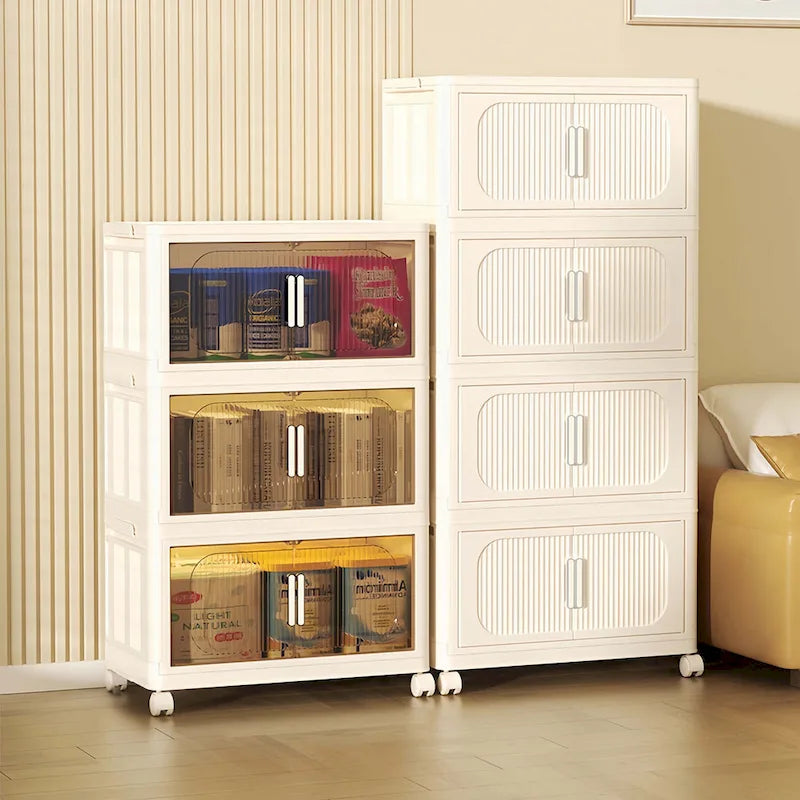 Armoire de rangement pliable – Blanc crème, multi-couches, pour une seule personne
