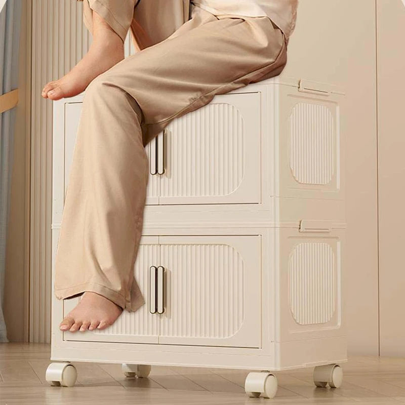 Armoire de rangement pliable – Blanc crème, multi-couches, pour une seule personne