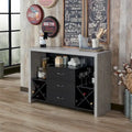 Buffet 3 tiroirs avec casier à vin et étagères ouvertes – Noir / Noyer vieilli, Style industriel, Simple