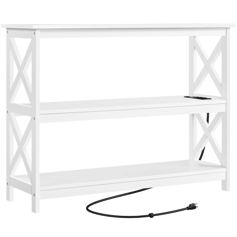 Console 3 niveaux avec prise de courant intégrée – Blanc / Gris / Espresso / Noir, Simple
