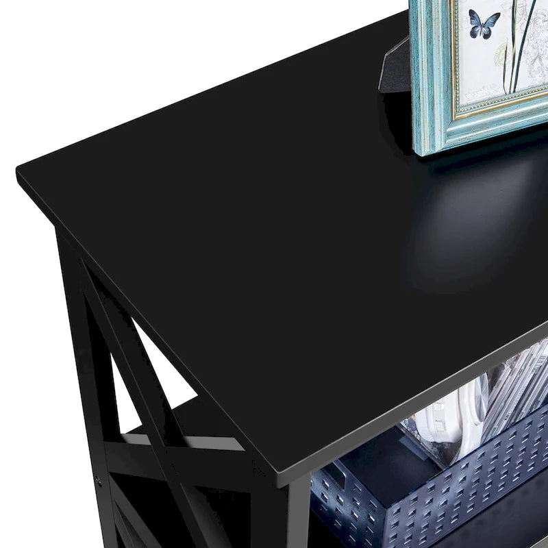Console 3 niveaux avec prise de courant intégrée – Blanc / Gris / Espresso / Noir, Simple