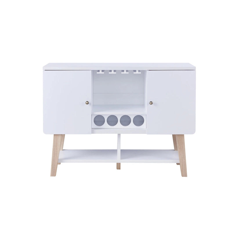 Bahut moderne du milieu du siècle – Noyer et chêne / Blanc, Simple