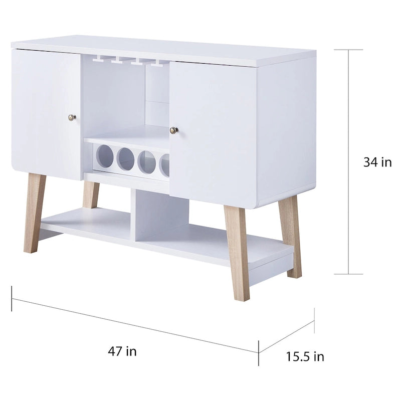 Bahut moderne du milieu du siècle – Noyer et chêne / Blanc, Simple