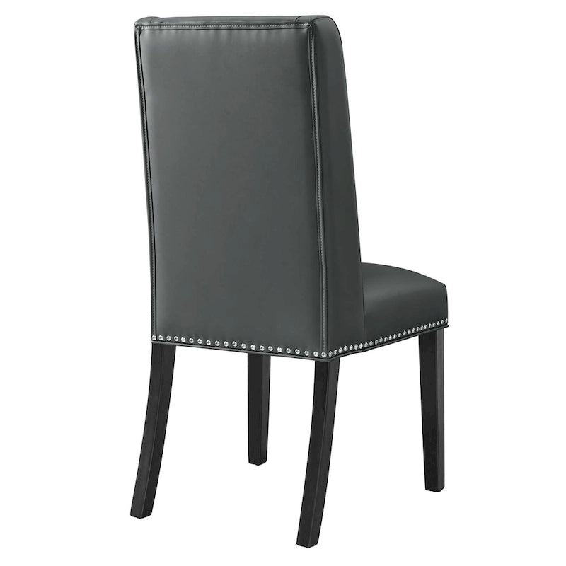 Chaise de salle à manger en cuir vegan avec clous décoratifs – Gris / Fauve, Style classique, Unitaire
