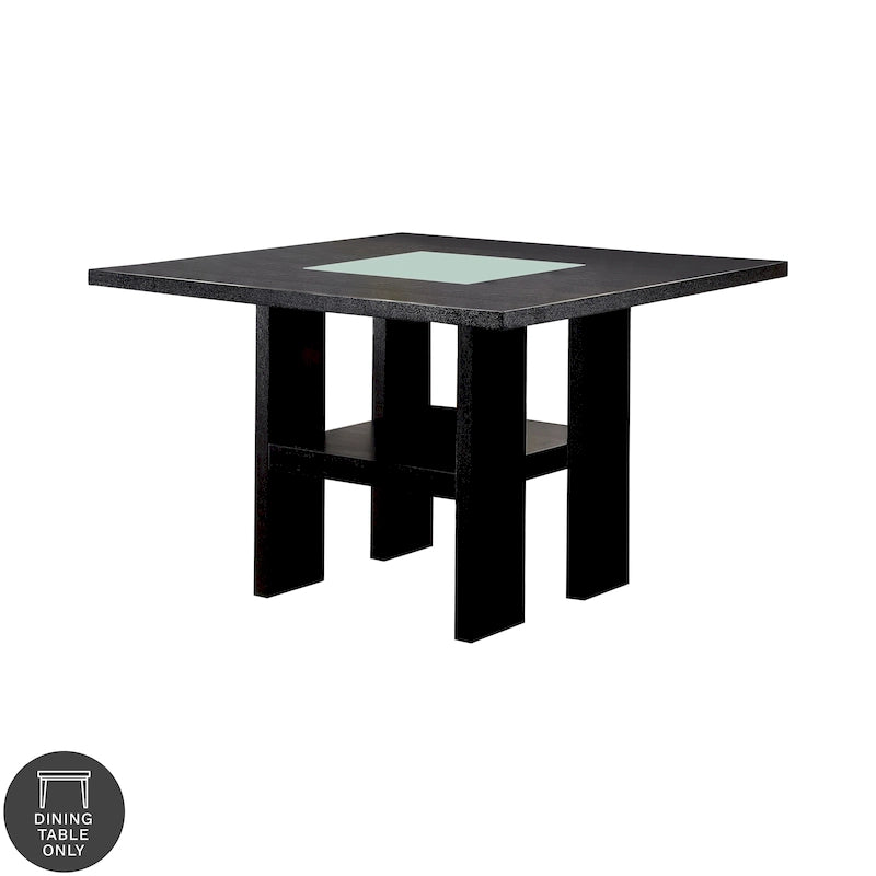 Table de salle à manger LED lumineuse hauteur comptoir – Noire, style contemporain, 4 places