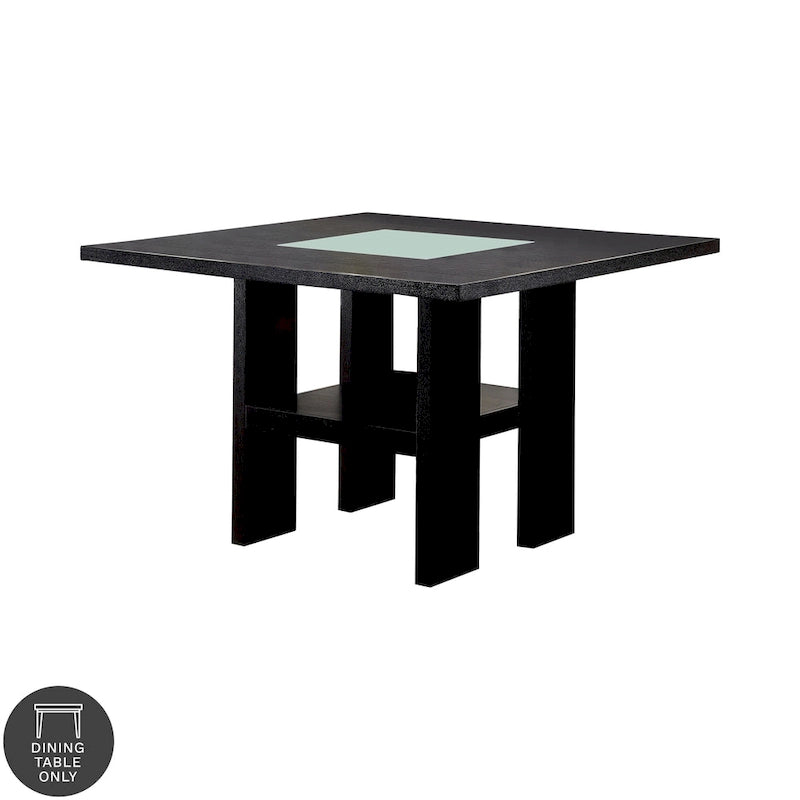 Table de salle à manger LED lumineuse hauteur comptoir – Noire, style contemporain, 4 places
