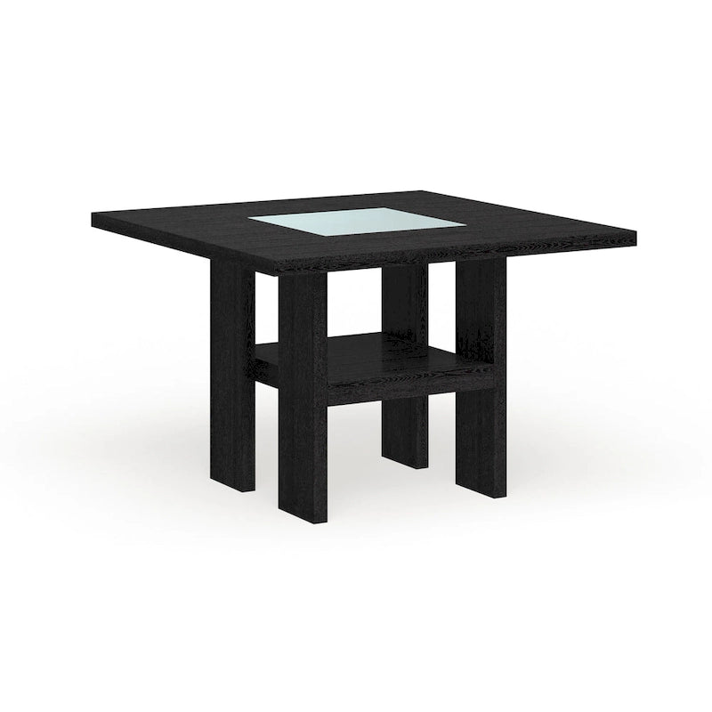 Table de salle à manger LED lumineuse hauteur comptoir – Noire, style contemporain, 4 places