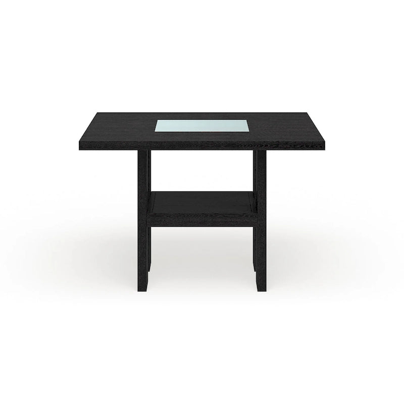 Table de salle à manger LED lumineuse hauteur comptoir – Noire, style contemporain, 4 places