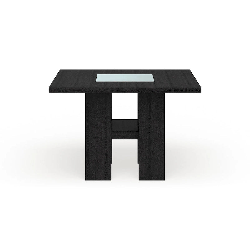 Table de salle à manger LED lumineuse hauteur comptoir – Noire, style contemporain, 4 places