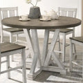 Table à manger ronde hauteur comptoir – brun cendré, style rustique, 4 places