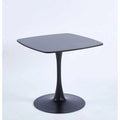 Table à manger carrée avec pied central rond – Noir mat / Marron mat / Blanc mat, style moderne, 2 à 4 places