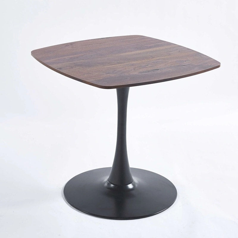 Table à manger carrée avec pied central rond – Noir mat / Marron mat / Blanc mat, style moderne, 2 à 4 places