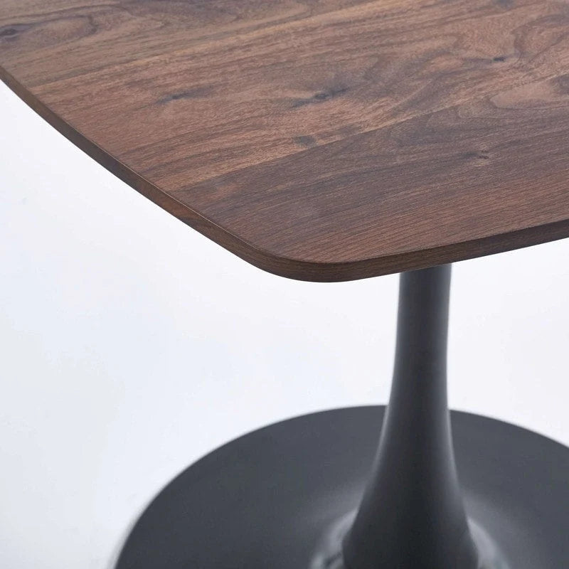 Table à manger carrée avec pied central rond – Noir mat / Marron mat / Blanc mat, style moderne, 2 à 4 places