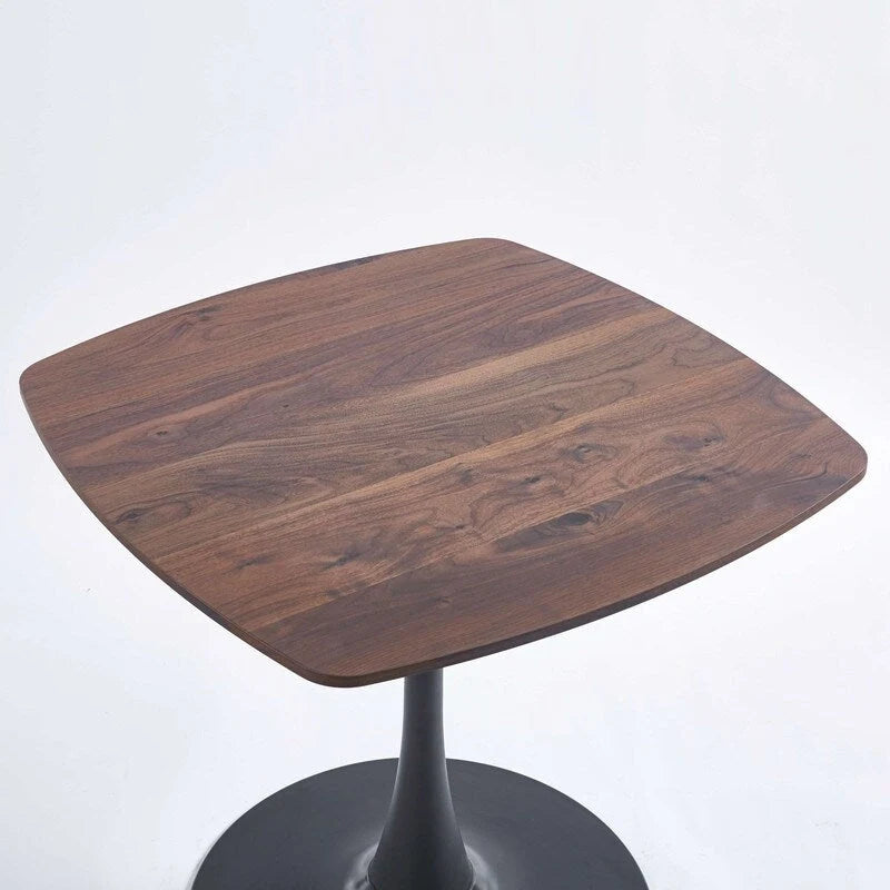 Table à manger carrée avec pied central rond – Noir mat / Marron mat / Blanc mat, style moderne, 2 à 4 places