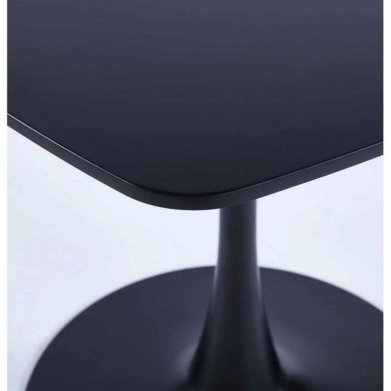 Table à manger carrée avec pied central rond – Noir mat / Marron mat / Blanc mat, style moderne, 2 à 4 places