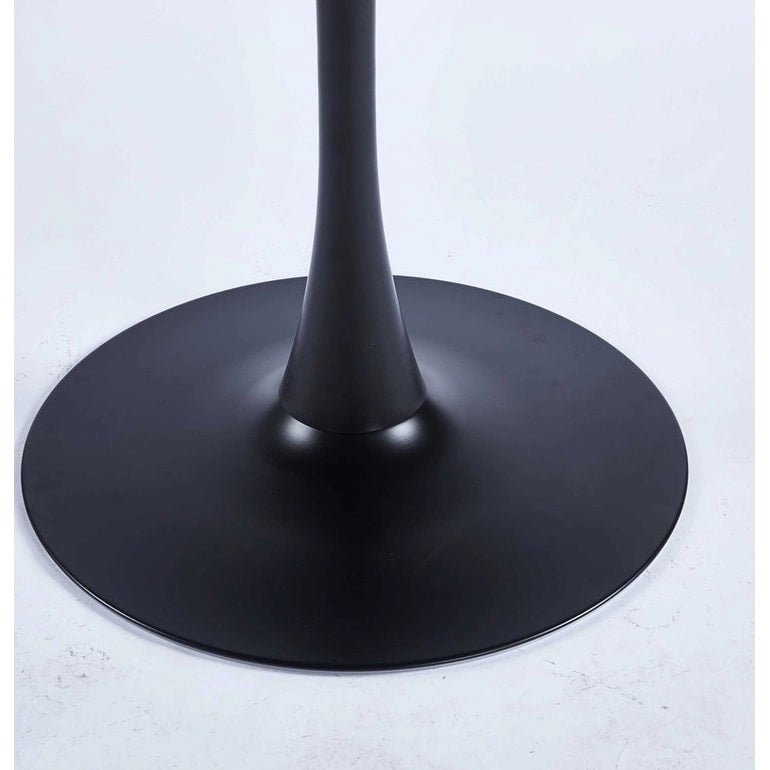 Table à manger carrée avec pied central rond – Noir mat / Marron mat / Blanc mat, style moderne, 2 à 4 places