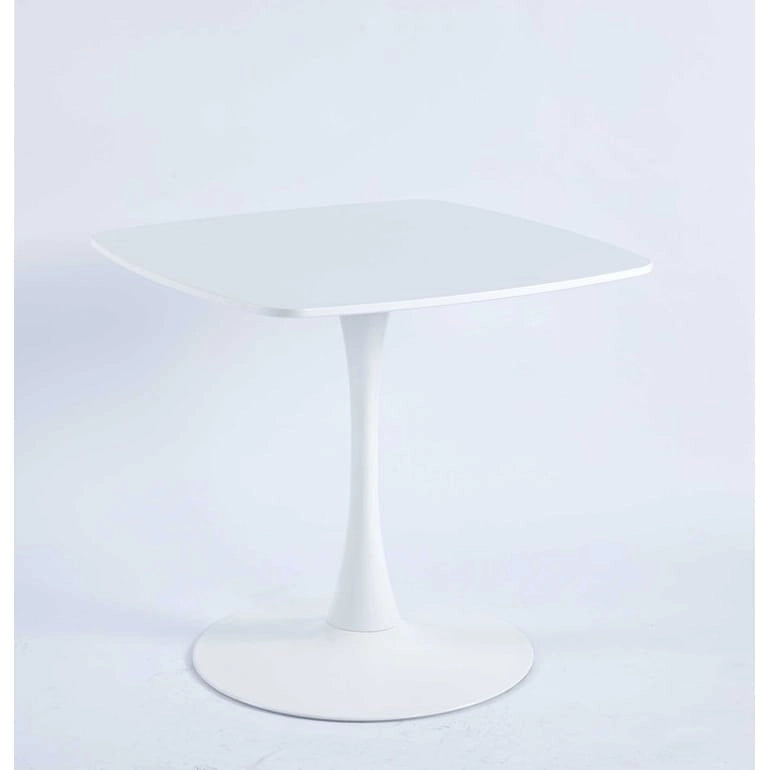 Table à manger carrée avec pied central rond – Noir mat / Marron mat / Blanc mat, style moderne, 2 à 4 places