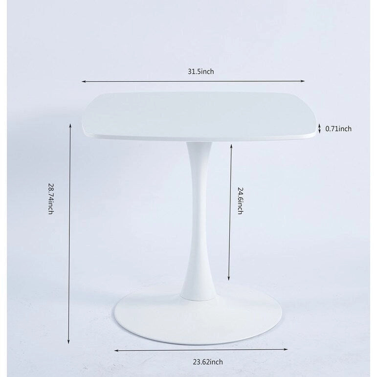Table à manger carrée avec pied central rond – Noir mat / Marron mat / Blanc mat, style moderne, 2 à 4 places