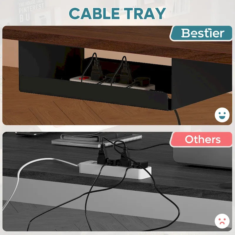 Bureau debout électrique réglable en hauteur – Noyer / Chêne blanc, Monomoteur, Simple