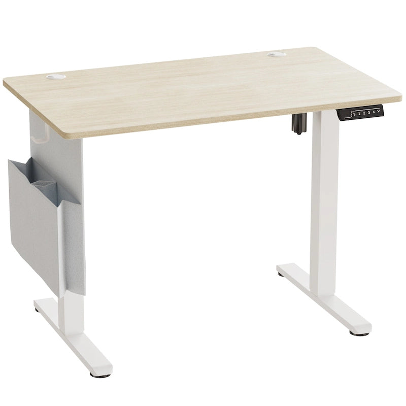 Bureau debout électrique réglable en hauteur – Noyer / Chêne blanc, Monomoteur, Simple