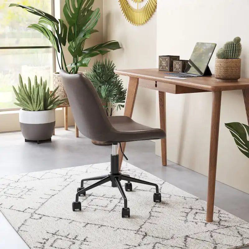 Fauteuil de bureau moderne du milieu du siècle – Blanc / Marron / Gris, pièce unique