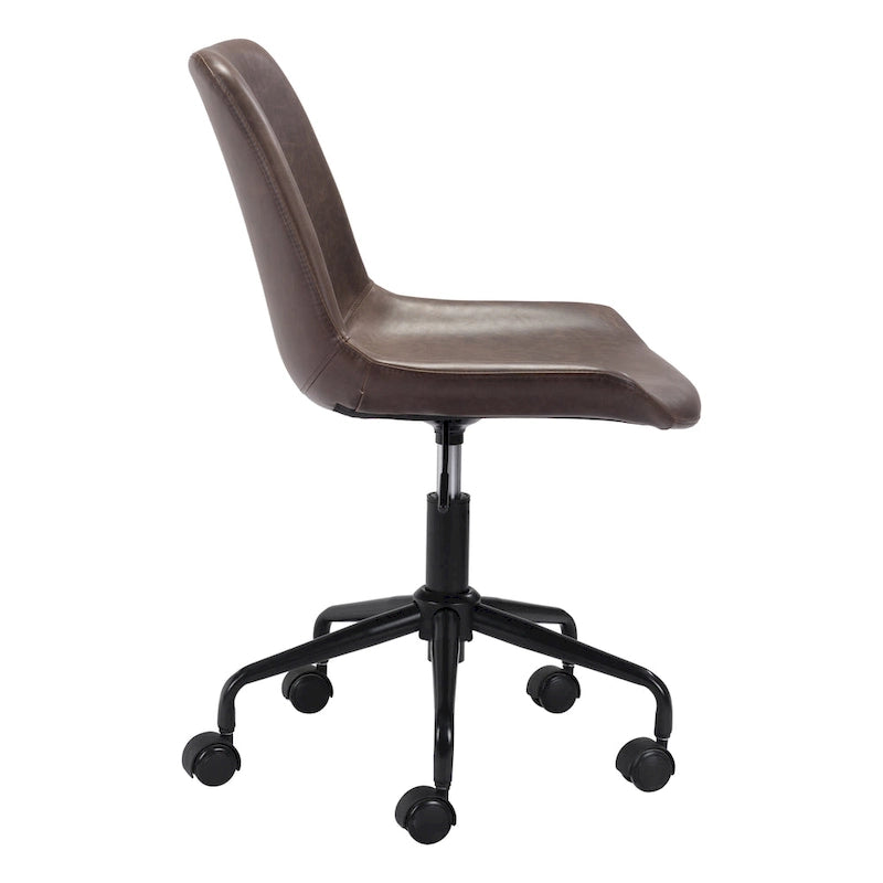Fauteuil de bureau moderne du milieu du siècle – Blanc / Marron / Gris, pièce unique