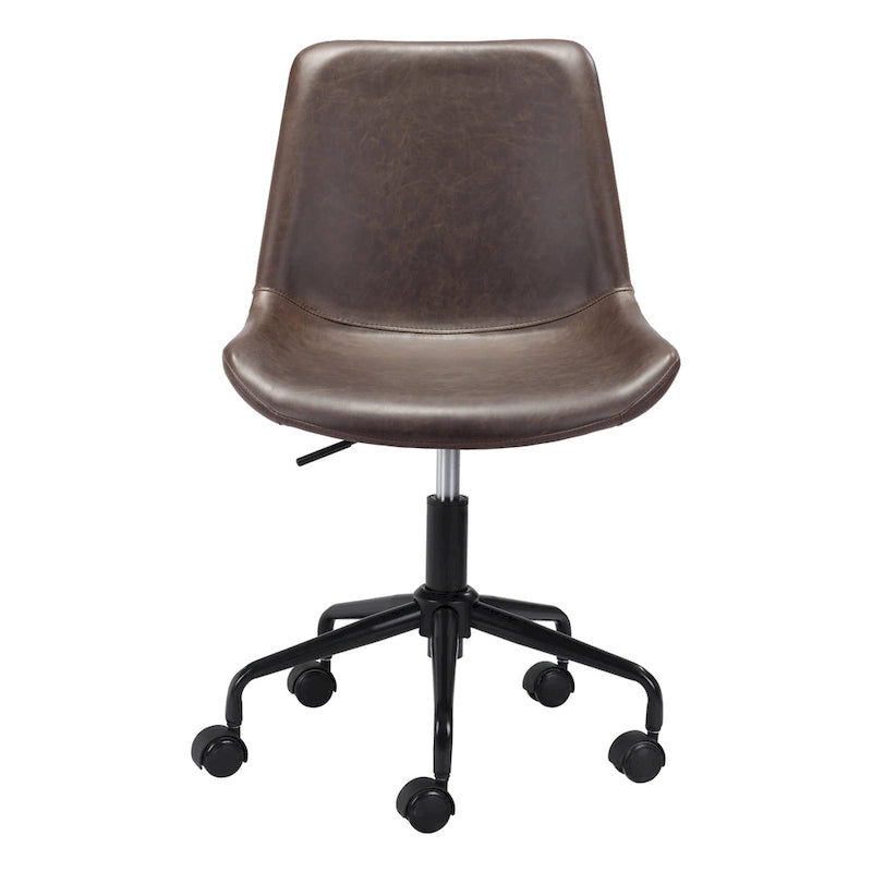 Fauteuil de bureau moderne du milieu du siècle – Blanc / Marron / Gris, pièce unique