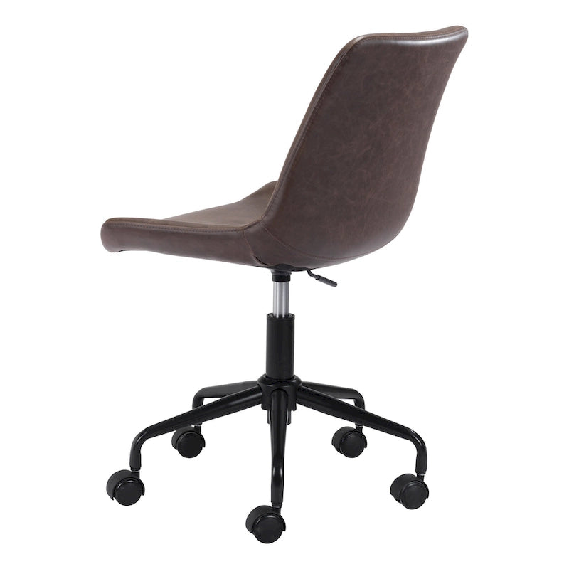 Fauteuil de bureau moderne du milieu du siècle – Blanc / Marron / Gris, pièce unique