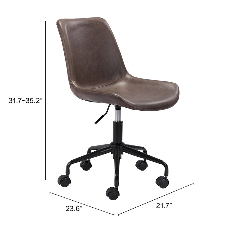 Fauteuil de bureau moderne du milieu du siècle – Blanc / Marron / Gris, pièce unique