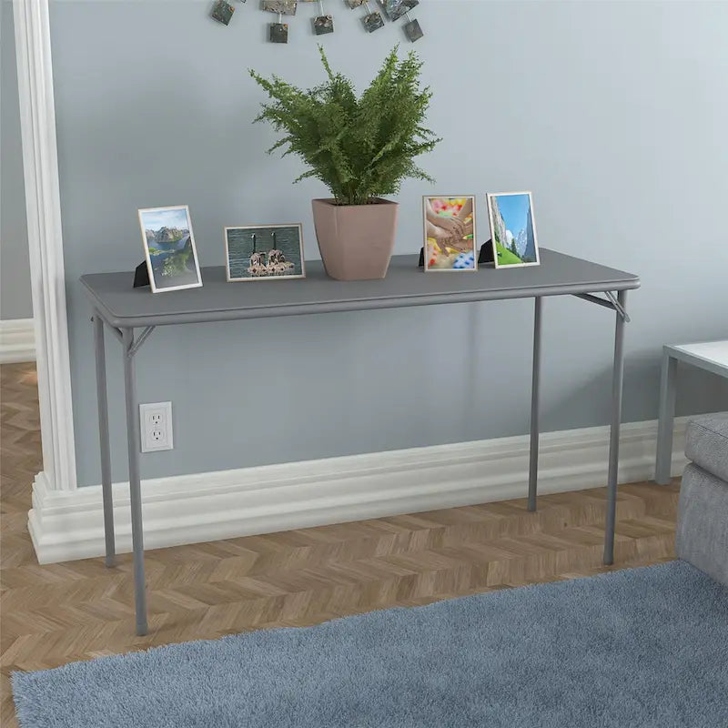 Table pliante à plateau vinyle – Noire, rectangulaire, individuelle