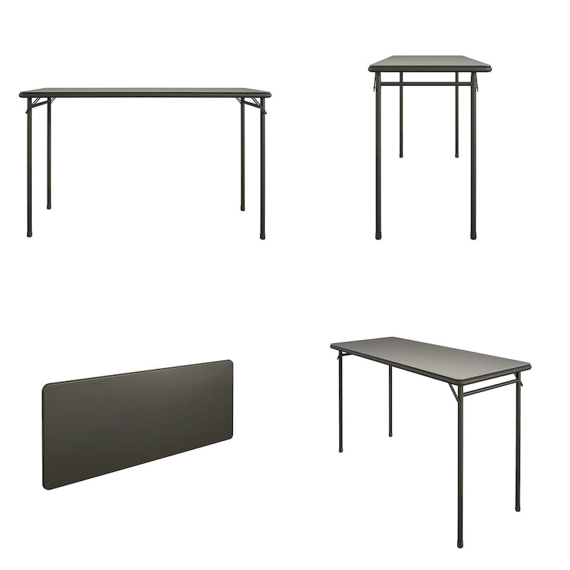 Table pliante à plateau vinyle – Noire, rectangulaire, individuelle