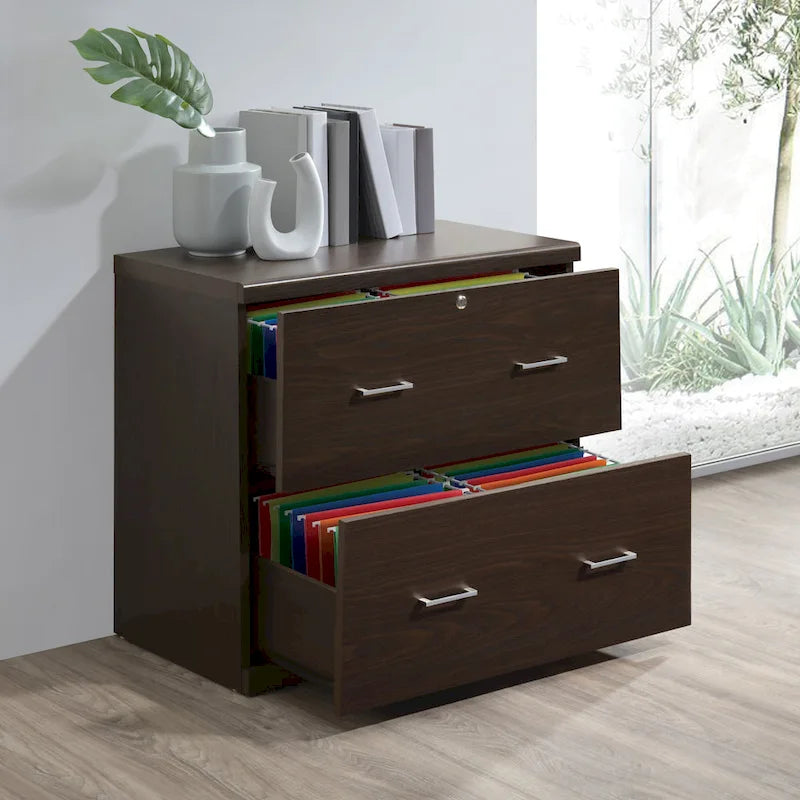 Classeur latéral à 2 tiroirs avec serrure – Expresso / Naturel / Blanc / Noir, Simple