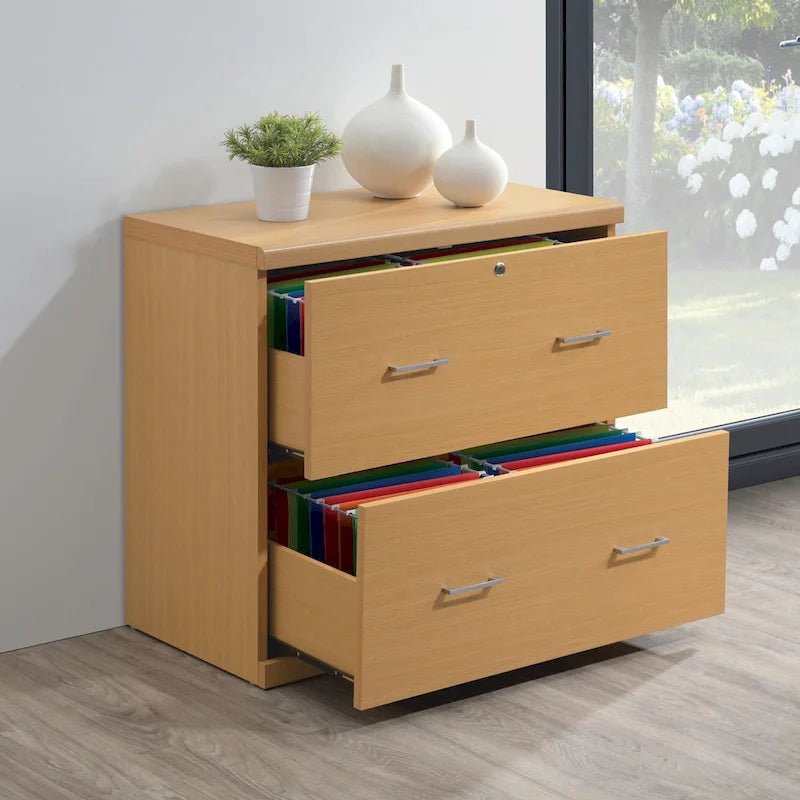 Classeur latéral à 2 tiroirs avec serrure – Expresso / Naturel / Blanc / Noir, Simple
