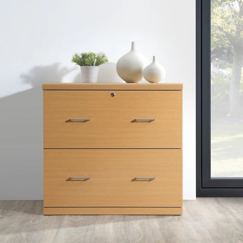 Classeur latéral à 2 tiroirs avec serrure – Expresso / Naturel / Blanc / Noir, Simple