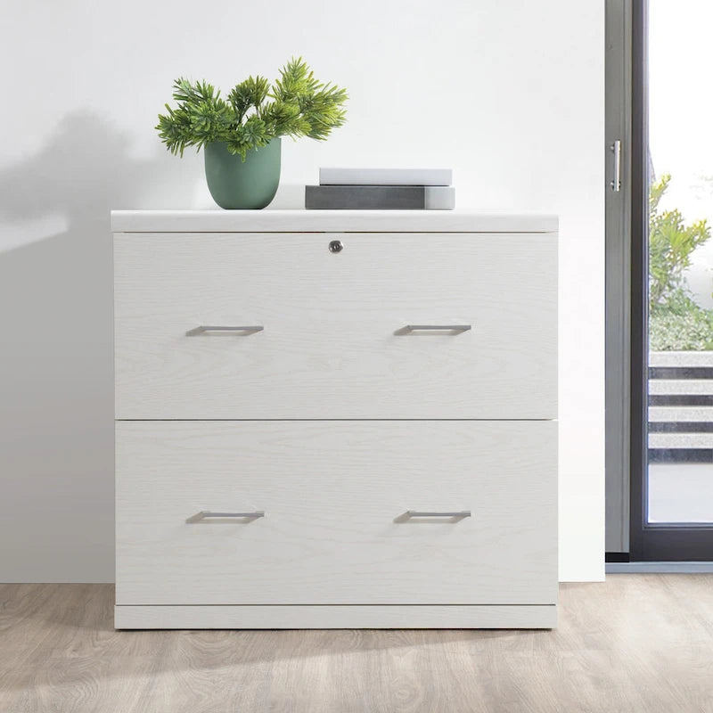 Classeur latéral à 2 tiroirs avec serrure – Expresso / Naturel / Blanc / Noir, Simple