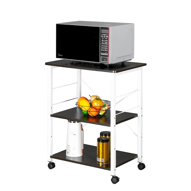 Chariot de cuisine de rangement à 3 niveaux – Marron / Marron foncé / Beige clair, Individuel