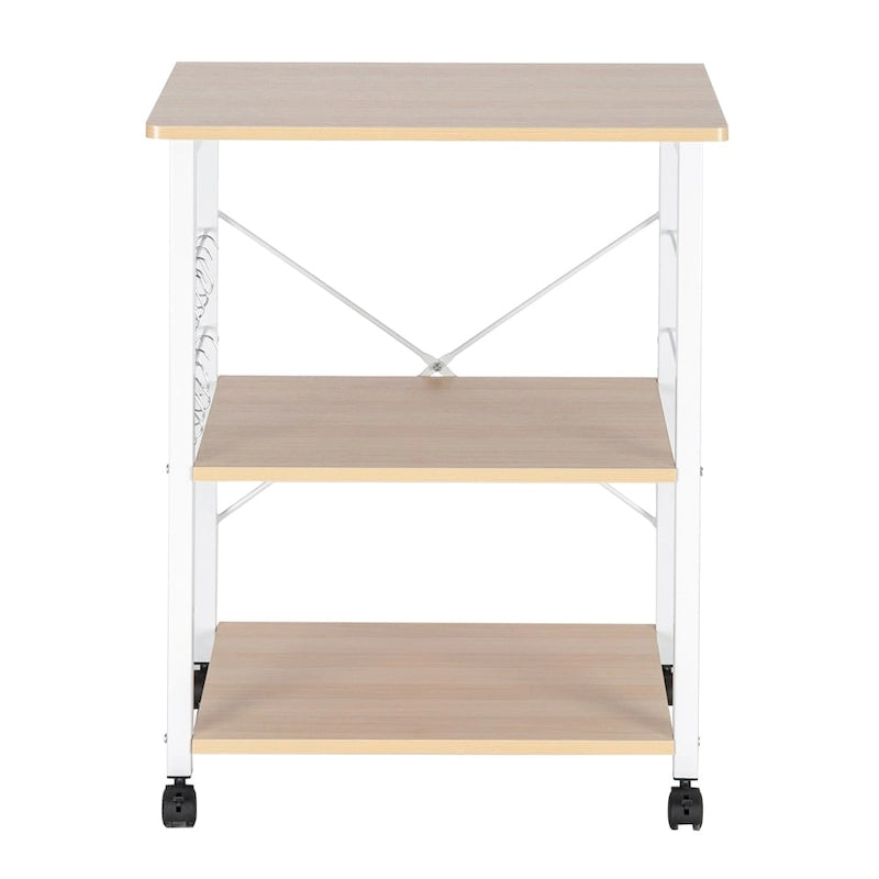 Chariot de cuisine de rangement à 3 niveaux – Marron / Marron foncé / Beige clair, Individuel