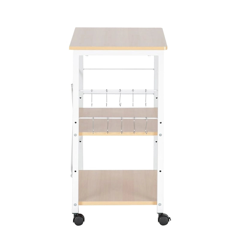 Chariot de cuisine de rangement à 3 niveaux – Marron / Marron foncé / Beige clair, Individuel