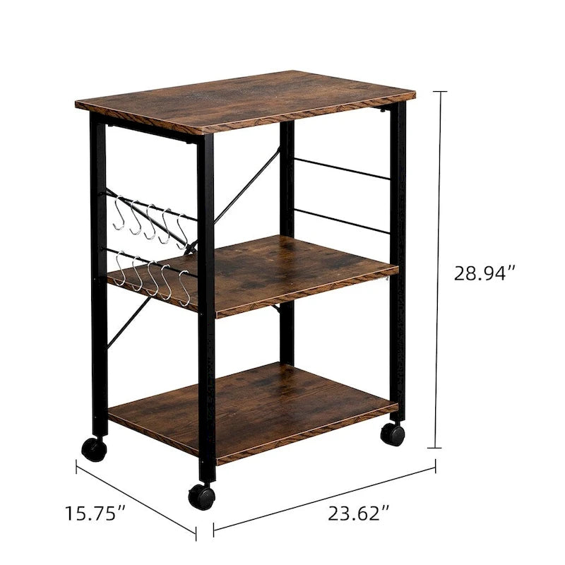 Chariot de cuisine de rangement à 3 niveaux – Marron / Marron foncé / Beige clair, Individuel