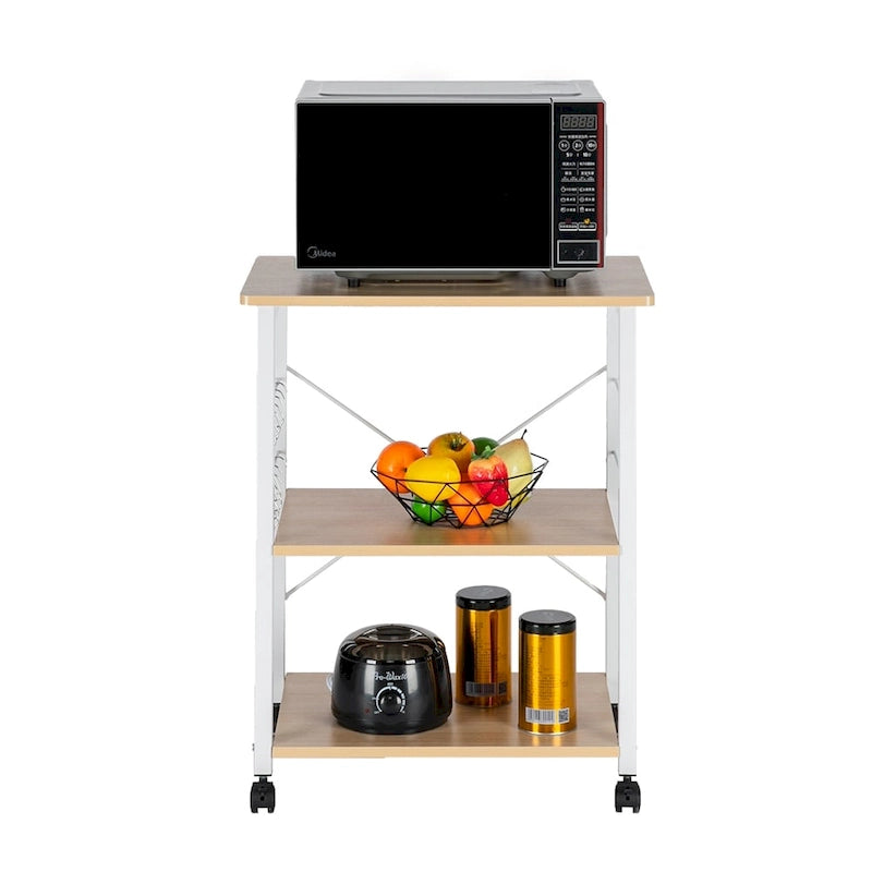 Chariot de cuisine de rangement à 3 niveaux – Marron / Marron foncé / Beige clair, Individuel