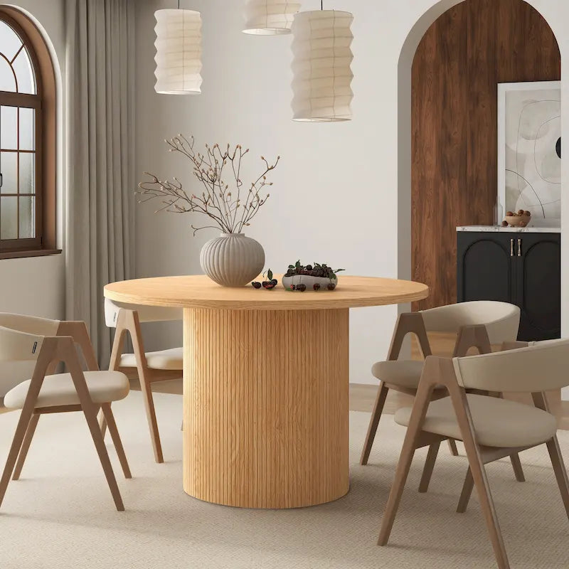 Table à manger ronde – Chêne, Style contemporain, 4 places