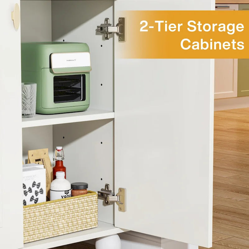 Buffet Bahut 4 Portes – Blanc / Orange, Style Moderne, Simple