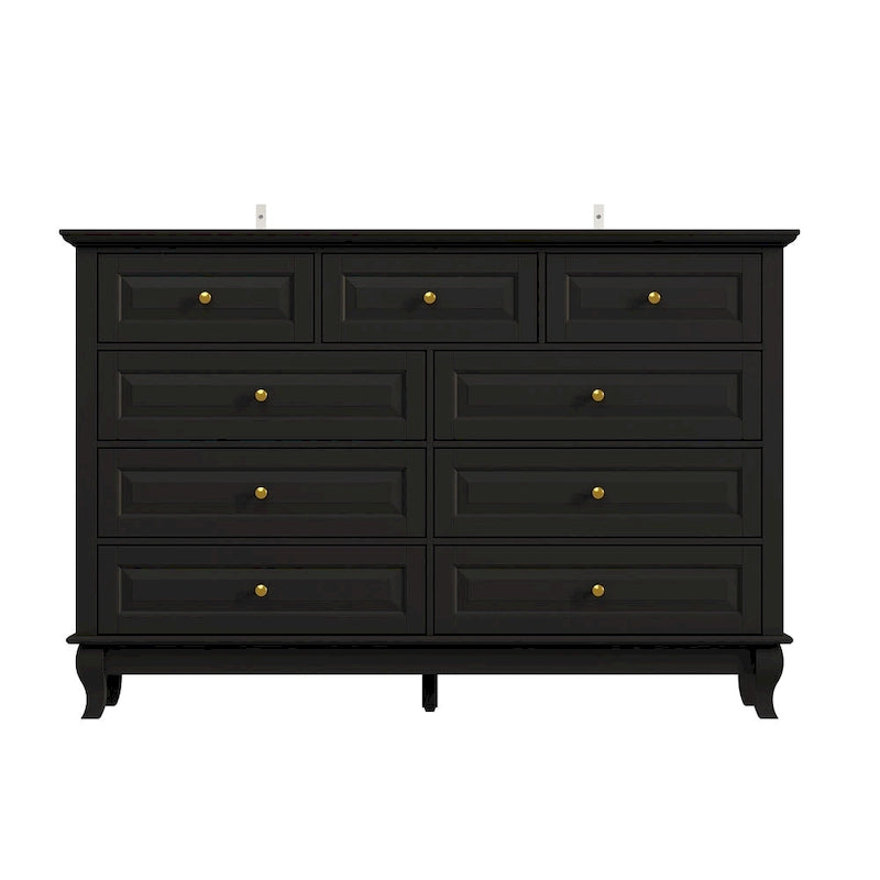 Commode à 9 tiroirs – Noir / Blanc / Bleu marine, Style moderne, Individuel
