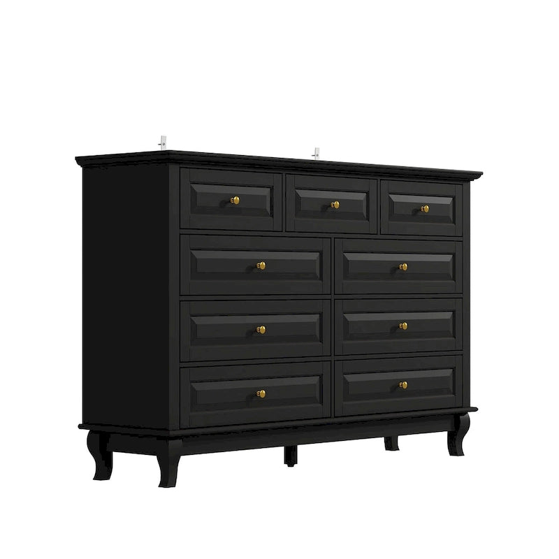 Commode à 9 tiroirs – Noir / Blanc / Bleu marine, Style moderne, Individuel