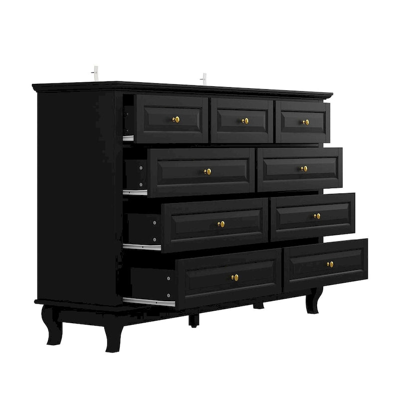 Commode à 9 tiroirs – Noir / Blanc / Bleu marine, Style moderne, Individuel