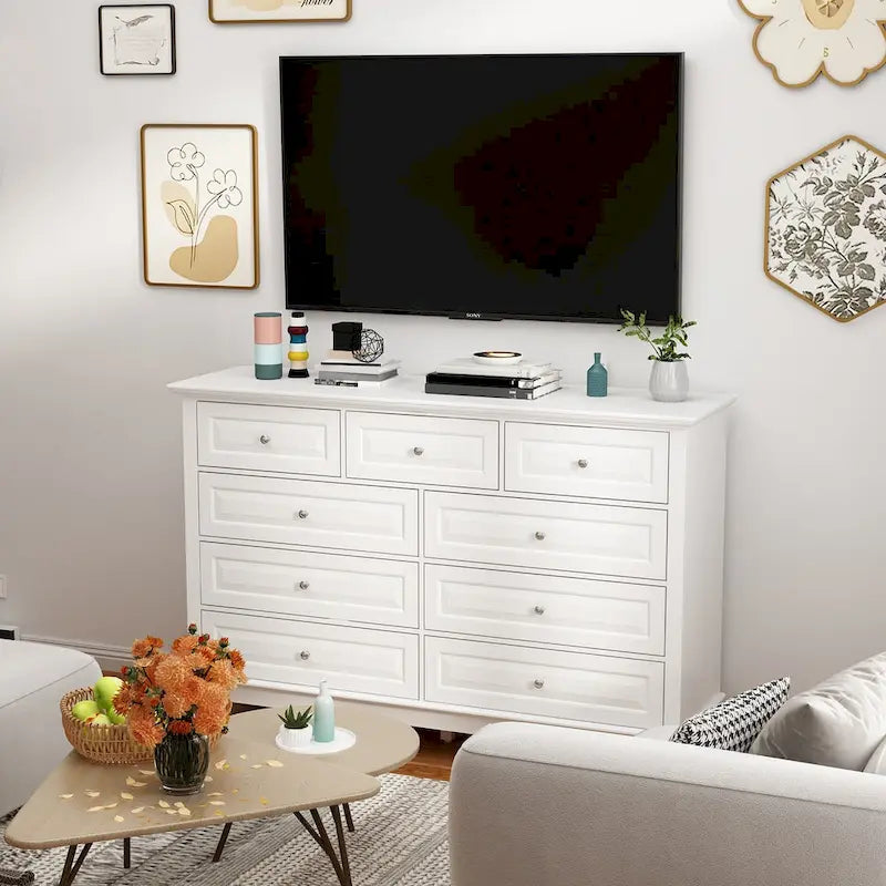 Commode à 9 tiroirs – Noir / Blanc / Bleu marine, Style moderne, Individuel