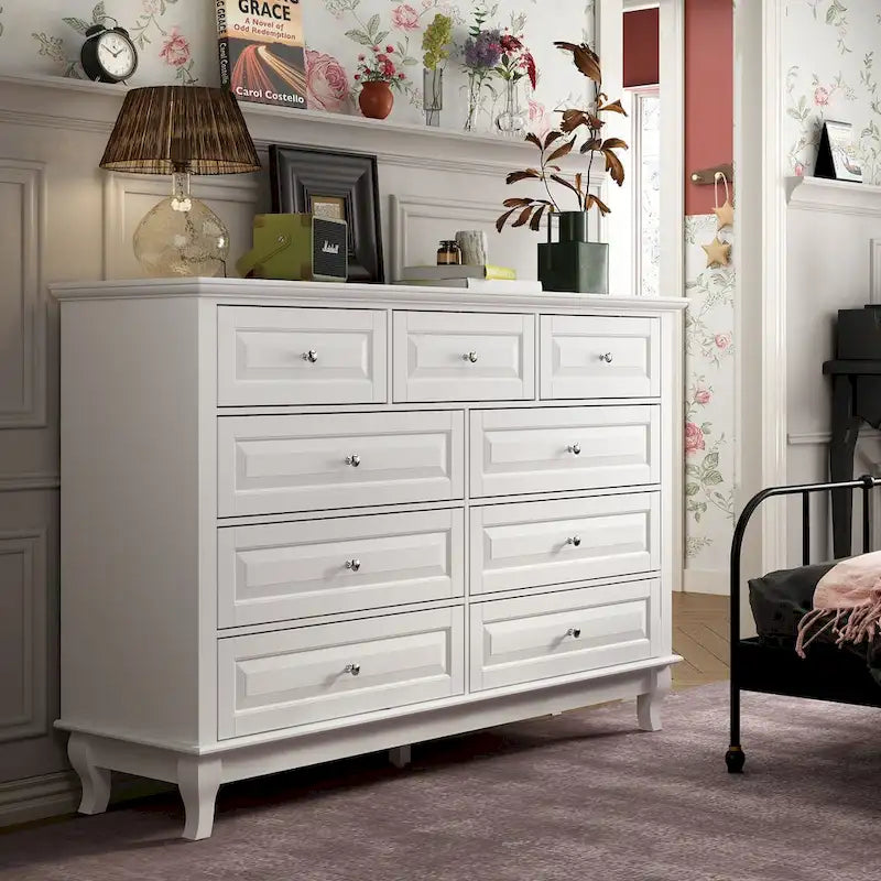 Commode à 9 tiroirs – Noir / Blanc / Bleu marine, Style moderne, Individuel
