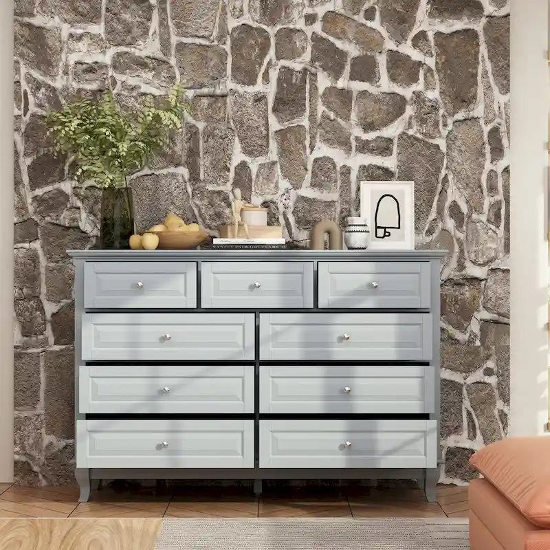 Commode à 9 tiroirs – Noir / Blanc / Bleu marine, Style moderne, Individuel