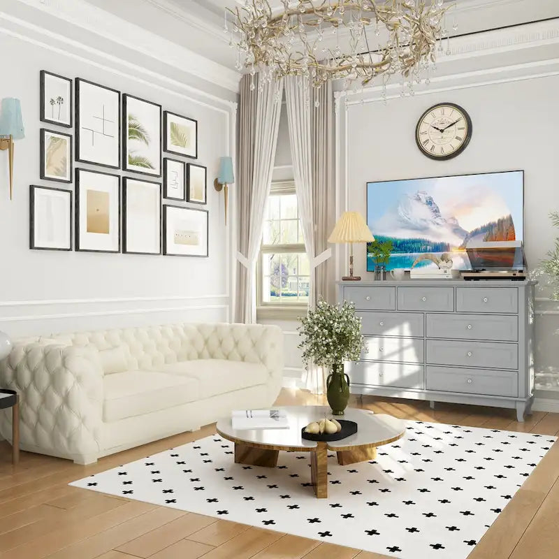 Commode à 9 tiroirs – Noir / Blanc / Bleu marine, Style moderne, Individuel